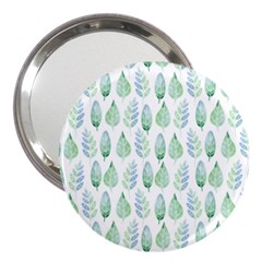 Green Watercolour Leaves Pattern 3  Handbag Mirrors