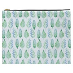 Green Watercolour Leaves Pattern Cosmetic Bag (xxxl) 