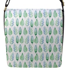 Green Watercolour Leaves Pattern Flap Messenger Bag (s)