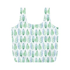 Green Watercolour Leaves Pattern Full Print Recycle Bags (m) 