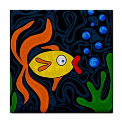 Yellow Fish Tile Coasters by Valentinaart