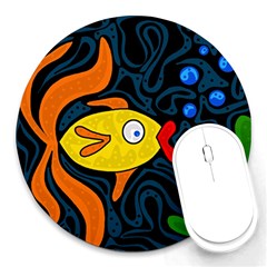 Yellow Fish Round Mousepads by Valentinaart