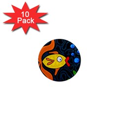 Yellow Fish 1  Mini Magnet (10 Pack)  by Valentinaart