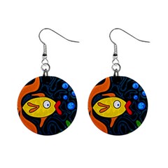 Yellow Fish Mini Button Earrings by Valentinaart