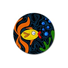 Yellow Fish Magnet 3  (round) by Valentinaart