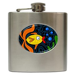 Yellow Fish Hip Flask (6 Oz) by Valentinaart