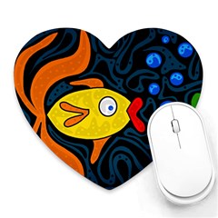 Yellow Fish Heart Mousepads by Valentinaart