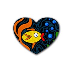 Yellow Fish Heart Coaster (4 Pack)  by Valentinaart