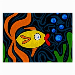 Yellow Fish Large Glasses Cloth (2-side) by Valentinaart