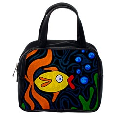 Yellow Fish Classic Handbags (one Side) by Valentinaart