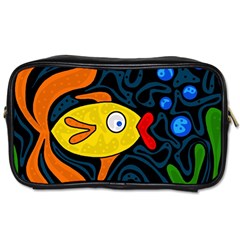 Yellow Fish Toiletries Bags by Valentinaart