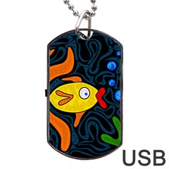 Yellow Fish Dog Tag Usb Flash (two Sides) 