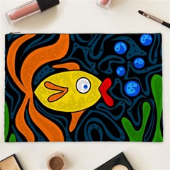 Yellow Fish Cosmetic Bag (xxl)  by Valentinaart