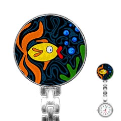 Yellow Fish Stainless Steel Nurses Watch by Valentinaart