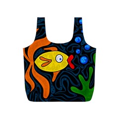 Yellow Fish Full Print Recycle Bags (s)  by Valentinaart