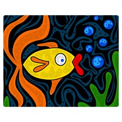 Yellow Fish Double Sided Flano Blanket (medium)  by Valentinaart