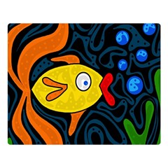 Yellow Fish Double Sided Flano Blanket (large) 