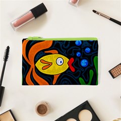 Yellow Fish Cosmetic Bag (xs) by Valentinaart