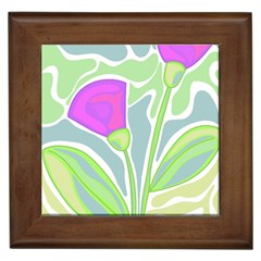 Purple Flowers Framed Tiles by Valentinaart