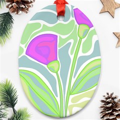 Purple Flowers Ornament (oval)  by Valentinaart