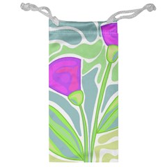 Purple Flowers Jewelry Bags by Valentinaart