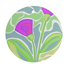 Purple Flowers Round Ornament (two Sides)  by Valentinaart