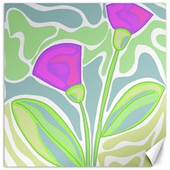 Purple Flowers Canvas 16  X 16   by Valentinaart