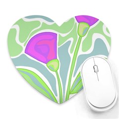 Purple Flowers Heart Mousepads by Valentinaart