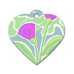 Purple Flowers Dog Tag Heart (two Sides) by Valentinaart