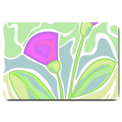 Purple Flowers Large Doormat  by Valentinaart