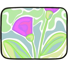 Purple Flowers Double Sided Fleece Blanket (mini)  by Valentinaart