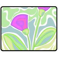 Purple Flowers Double Sided Fleece Blanket (medium)  by Valentinaart