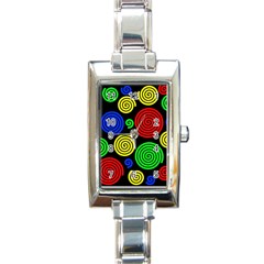 Colorful Hypnoses Rectangle Italian Charm Watch by Valentinaart