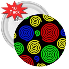 Colorful Hypnoses 3  Buttons (10 Pack)  by Valentinaart