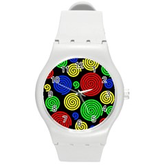 Colorful Hypnoses Round Plastic Sport Watch (m) by Valentinaart