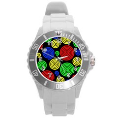 Colorful Hypnoses Round Plastic Sport Watch (l) by Valentinaart