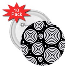 Black And White Hypnoses 2 25  Buttons (10 Pack)  by Valentinaart