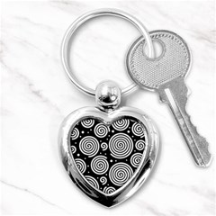 Black And White Hypnoses Key Chains (heart)  by Valentinaart