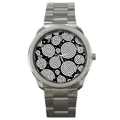 Black And White Hypnoses Sport Metal Watch by Valentinaart