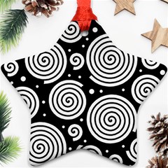 Black And White Hypnoses Star Ornament (two Sides)  by Valentinaart