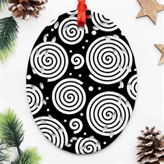 Black And White Hypnoses Ornament (oval Filigree) 