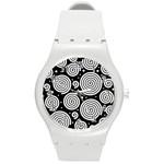 Black and white hypnoses Round Plastic Sport Watch (M) Front