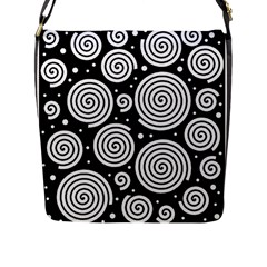 Black And White Hypnoses Flap Messenger Bag (l)  by Valentinaart