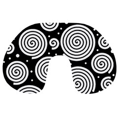 Black And White Hypnoses Travel Neck Pillows by Valentinaart