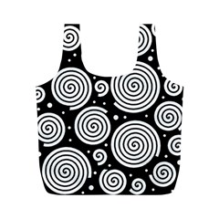 Black And White Hypnoses Full Print Recycle Bags (m)  by Valentinaart