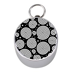 Black And White Hypnoses Mini Silver Compasses by Valentinaart