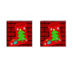 Christmas Sock Cufflinks (square) by Valentinaart