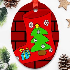 Christmas Sock Oval Ornament (two Sides) by Valentinaart