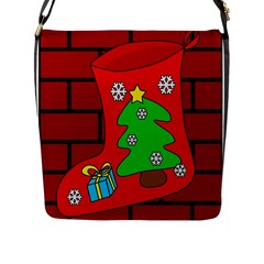 Christmas Sock Flap Messenger Bag (l)  by Valentinaart