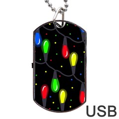 Christmas Light Dog Tag Usb Flash (one Side) by Valentinaart